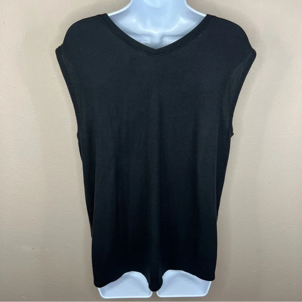 Large Athletic Works Black Soft Cap Sleeve Top Activewear Stretch